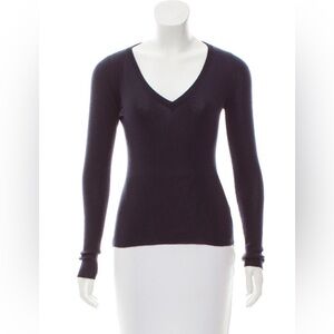Prada Blue Cashmere Silk V-Neck Sweater